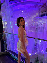 Aqua tie up top with mini skirt