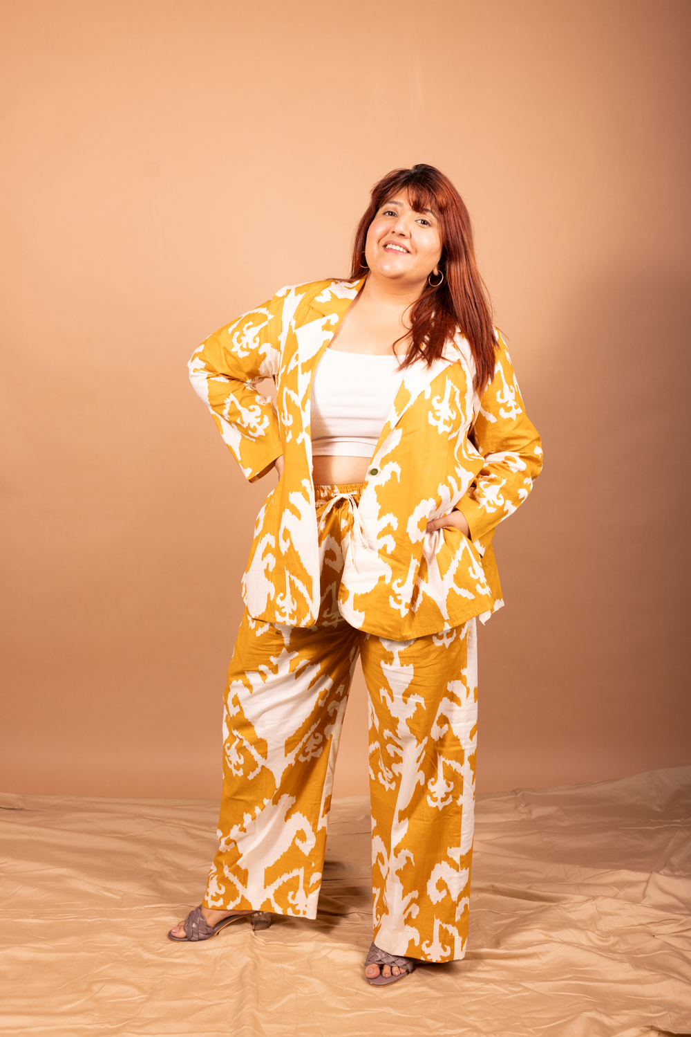 Honeycomb blazer pants co-ord set