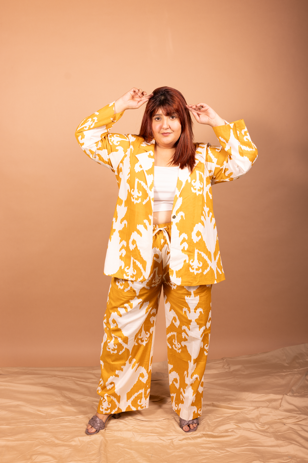 Honeycomb blazer pants co-ord set