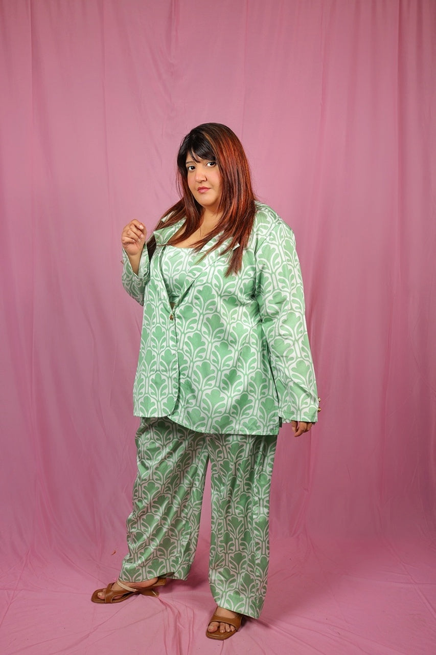 Mint leaf 3 piece silk set