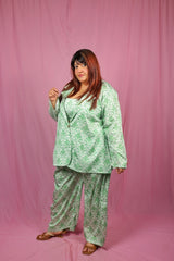 Mint leaf 3 piece silk set