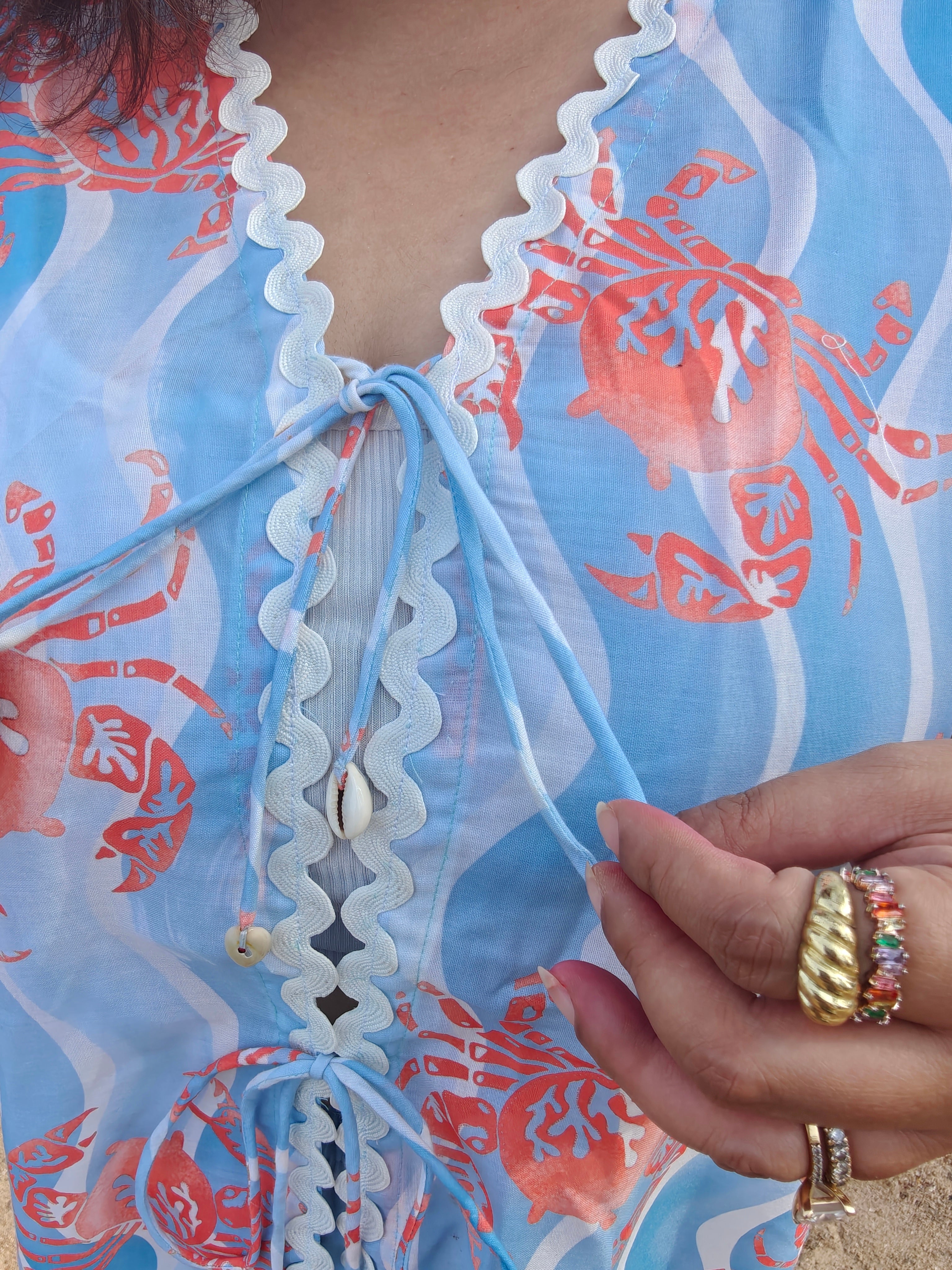 Crab tieup top Shorts co-ord