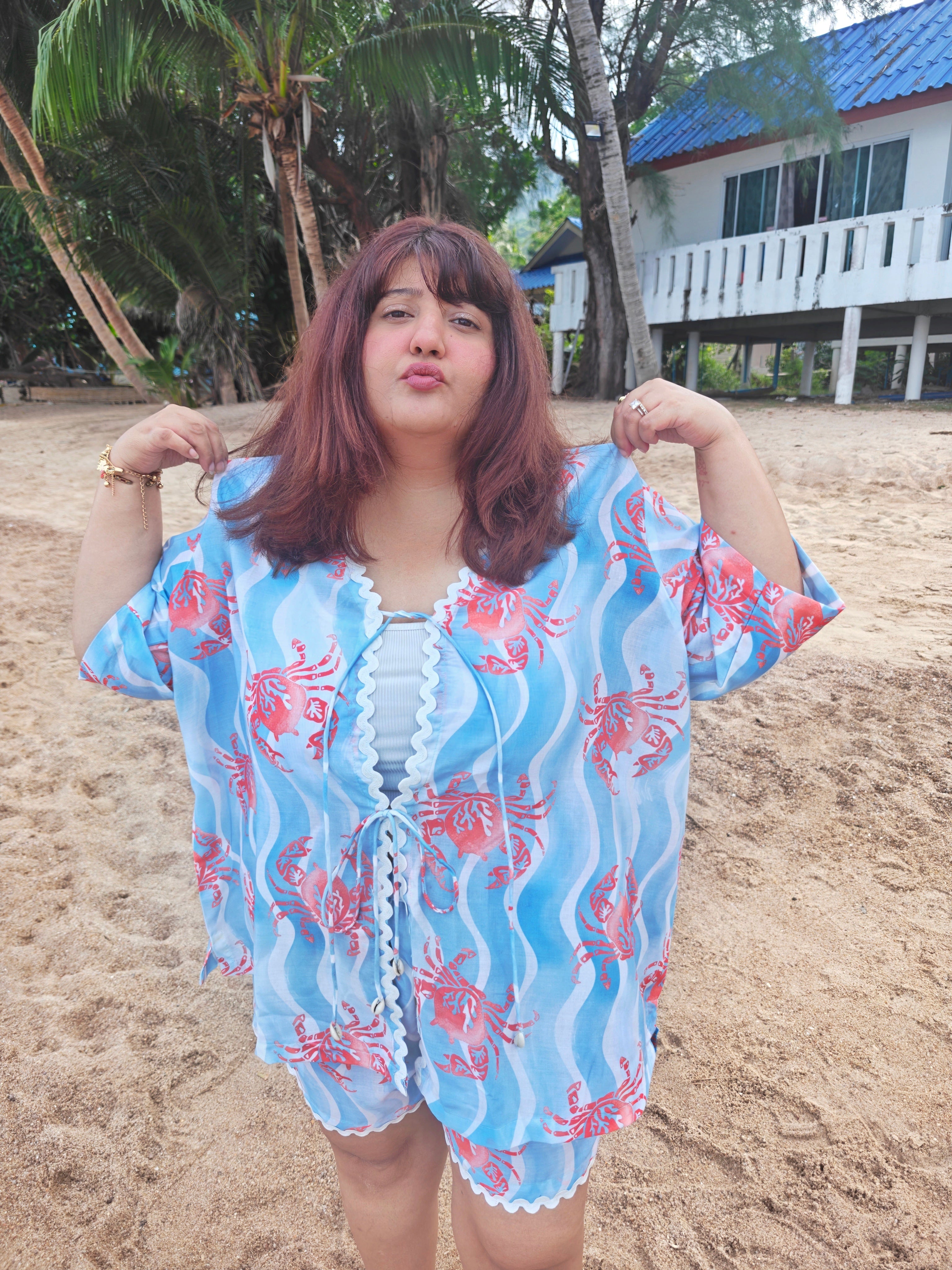 Crab tieup top Shorts co-ord