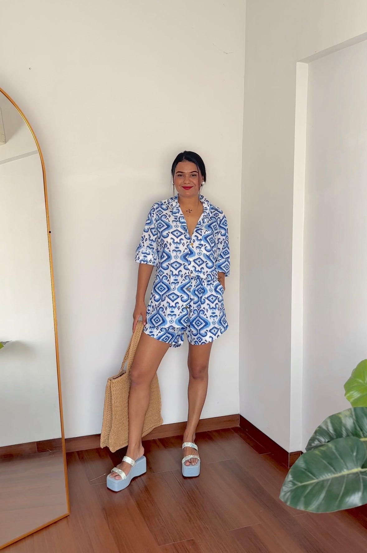 Santorini Full Shirt Shorts co-ord