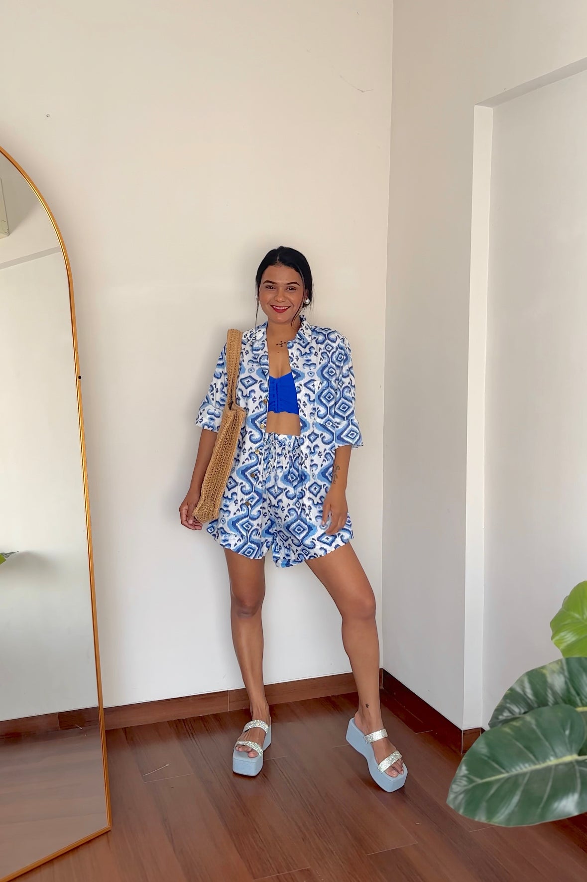 Santorini Full Shirt Shorts co-ord