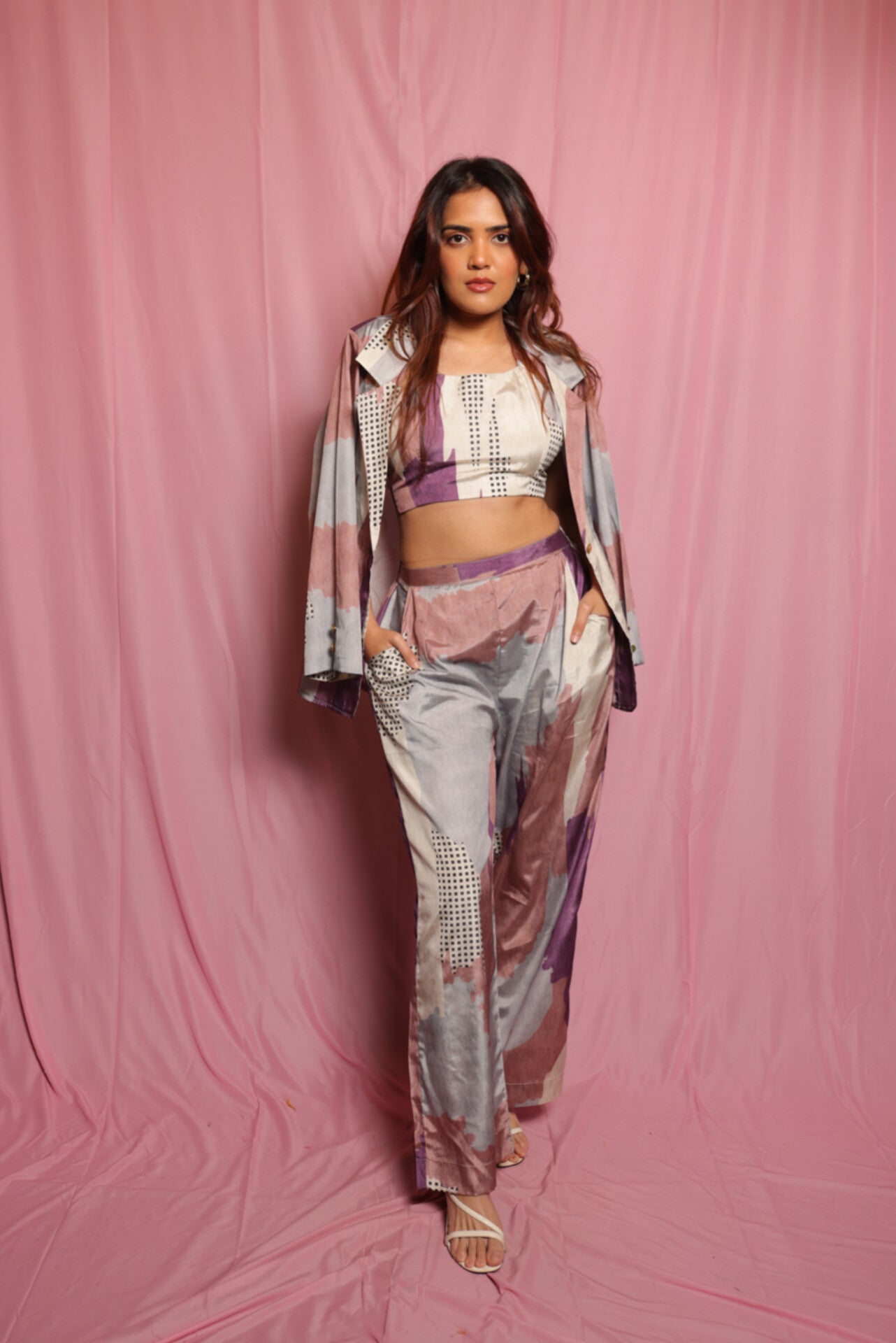 Abstract 3 piece silk set