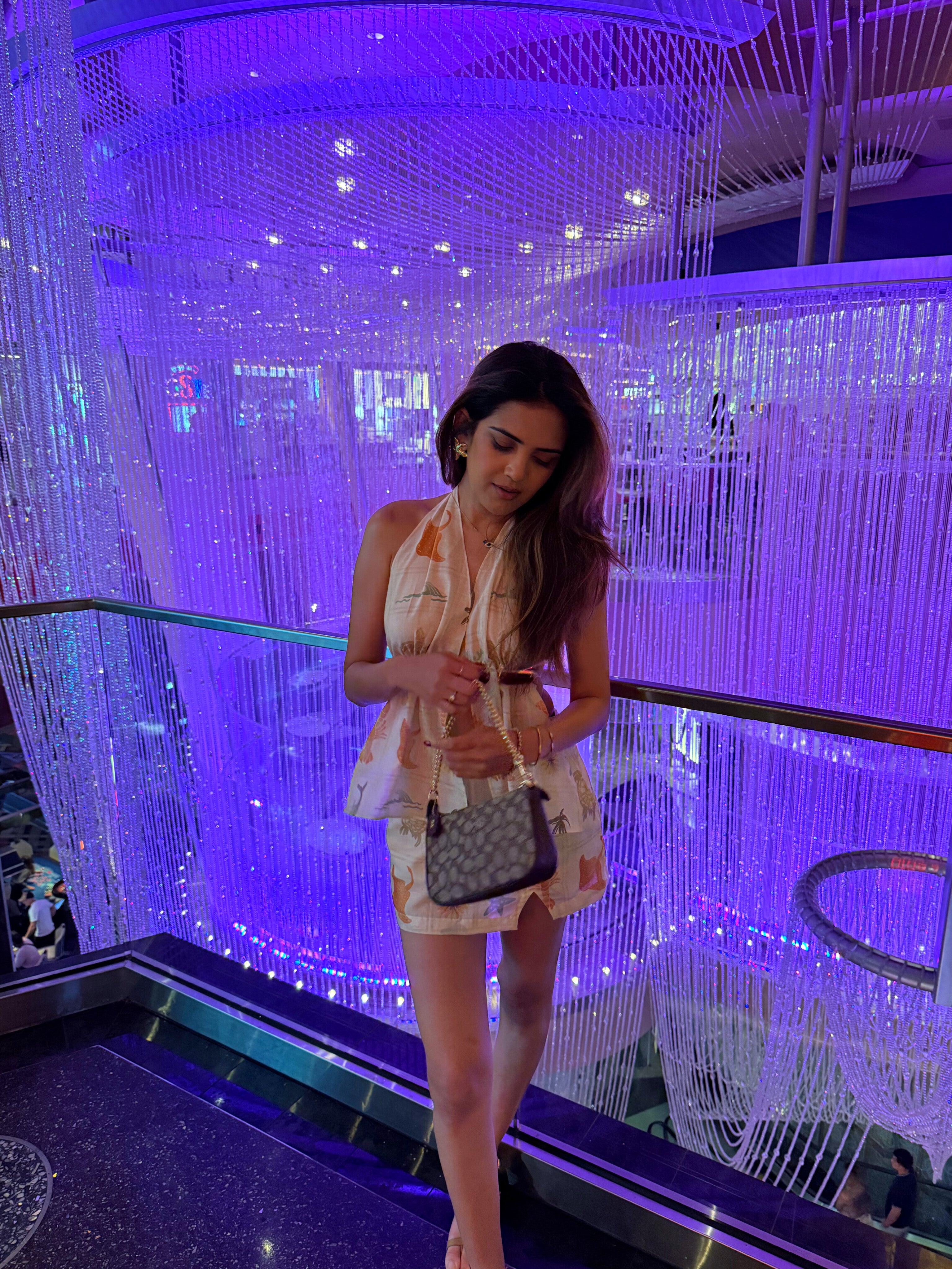 Aqua tie up top with mini skirt