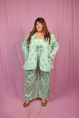 Mint leaf 3 piece silk set